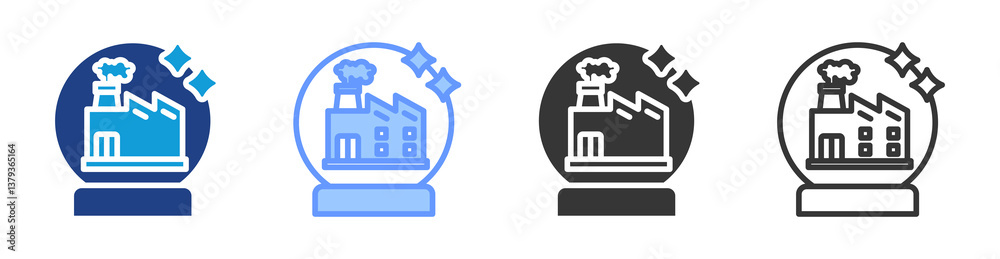 Poster Industry Forecasting icon set multiple style collection