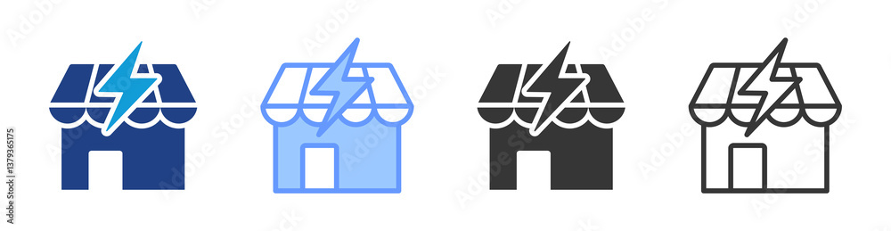 Aufkleber market disruption icon set multiple style collection