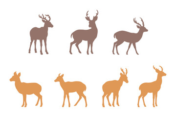 Muntjac Silhouette Icon Set Design