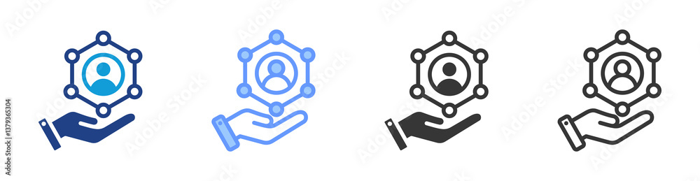 Poster stakeholder icon set multiple style collection
