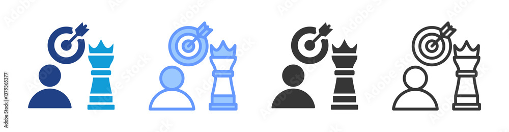 Poster business strategy icon set multiple style collection