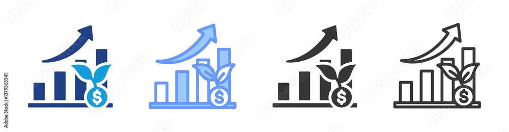 Aufkleber growth icon set multiple style collection