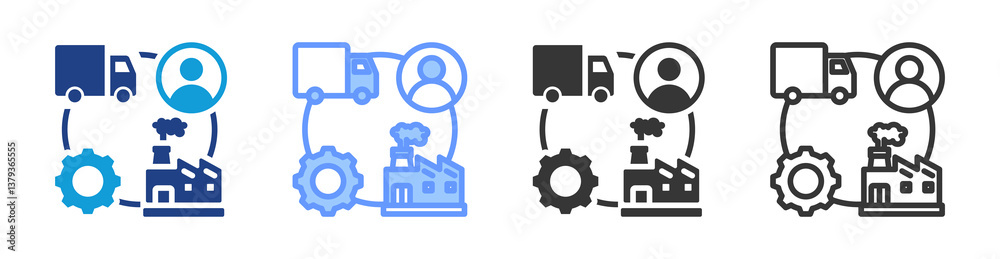 Poster supply chain icon set multiple style collection