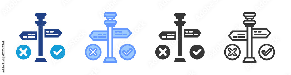 Poster Decision Making icon set multiple style collection