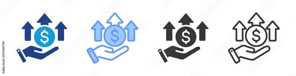 Poster profit gain icon set multiple style collection