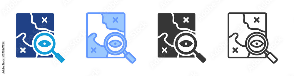Poster Exploration icon set multiple style collection
