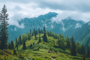 Fototapeta premium Majestic Mountain Landscape Lush Forest Caucasus Mountains Nature Travel Adventure Hiking Summer