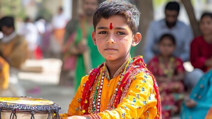 Young Boy with Drum Costume