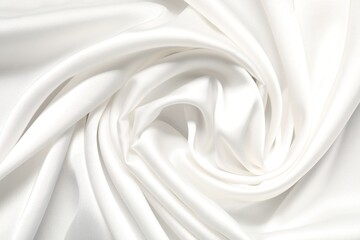White crumpled silk fabric as background, top view