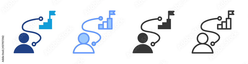 Poster success journey icon set multiple style collection