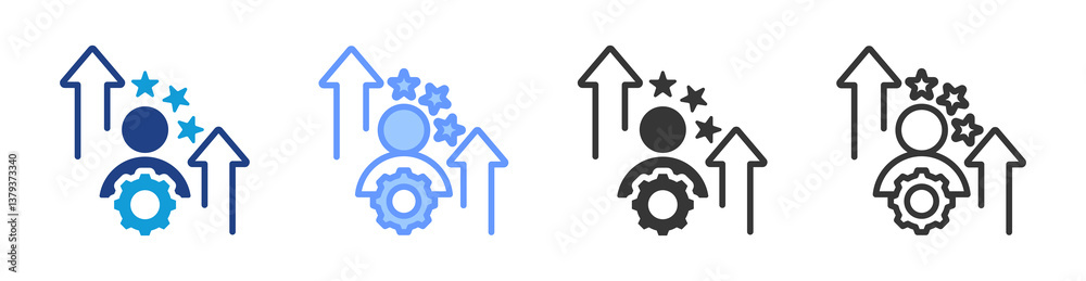 Poster self improvement icon set multiple style collection
