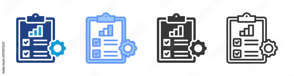 Poster Development Plan icon set multiple style collection