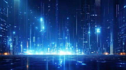 Fototapeta premium Futuristic Cityscape Digital Network