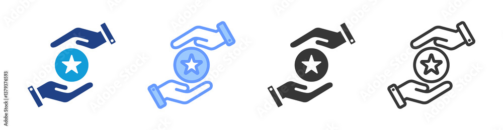Aufkleber reputation protection icon set multiple style collection