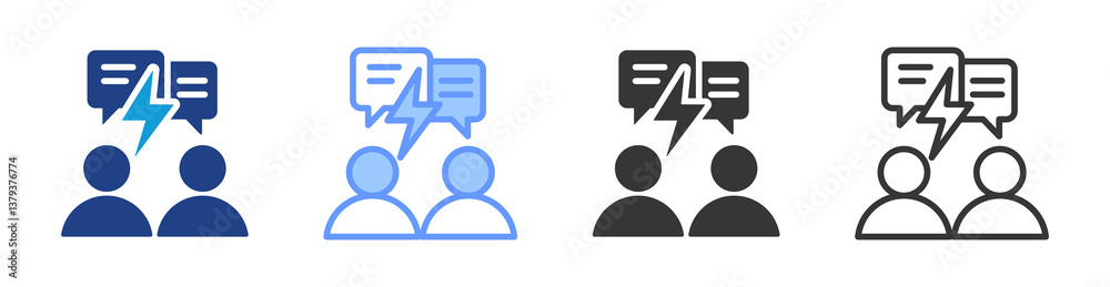 Poster Crisis Comunication icon set multiple style collection