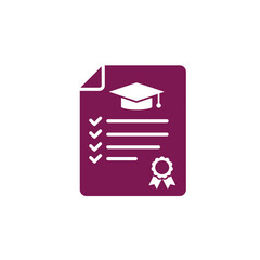 Exam Results Checklist Icon with Graduation Cap and Ribbon &ndash; Academic Achievement Symbol for Education and Certification
