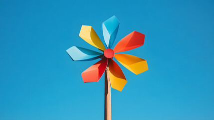 pinwheel, wind, toy, windmill, flower, paper, colorful, vector, wheel, summer, nature, mill, yellow, illustration, sky, blow, color, ventilator, play, child, air, spring, fun, red, pin
