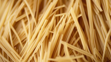 Close-up of Capellini Pasta Texture Showing Raw Thin Noodles Details