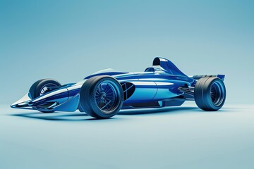 Flawless Picture of a Blue Race Car with a Blue Design on the Side