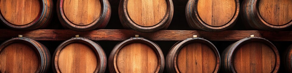 Fototapeta premium Wooden Wine Barrels in a Cellar