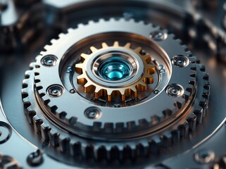 Detailed 3D Rendering of Electric Vehicle Motor with Gears on Gray Background