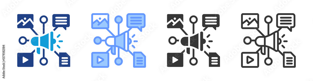 Poster Content Marketing icon set multiple style collection