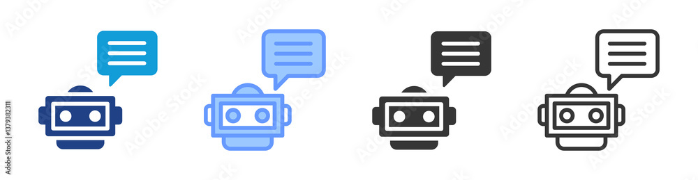 Poster Chatbot Utilization icon set multiple style collection