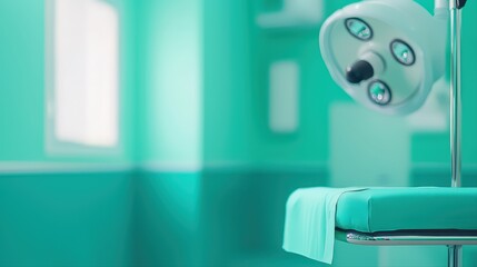 Modern surgical room with bright green decor