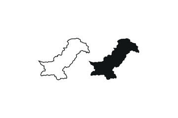 Pakistan Map Silhouette – High-Quality Vector Outline and Solid Design