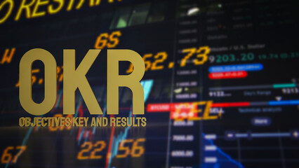 The OKR or  Objective and Key Results for Business concept 3d Rendering.