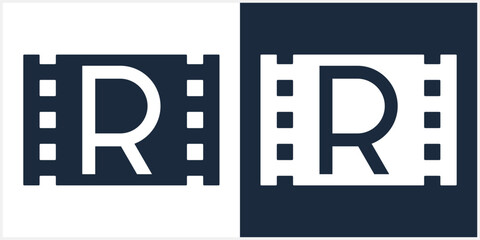 Letter R Film Logo design Icon abstract Vector