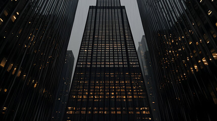 Dark City Night Lights Skyscrapers Highrise Buildings