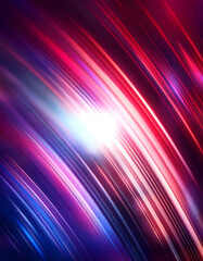 Fototapeta premium A vibrant burst of light splits into dynamic streaks of pink and blue, creating a sense of speed and energy against a dark backdrop