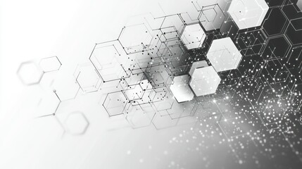 Obraz premium Abstract Hexagon Network: A Digital Art Exploration of Connectivity and Data Flow