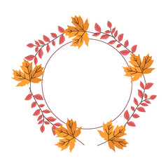 Frame in the form of a circle of autumn leaves