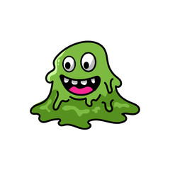 Cute Monster Slime Character Vector Illustration as Toothy and Furry Mutant with Friendly Face Vector	
