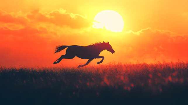horse, silhouette, sunset, animal, desert, camel, sun, landscape, vector, illustration, nature, sky, cowboy, wild, sand, mammal, safari, black, sunrise, travel, animals, wildlife, grass, running, egyp