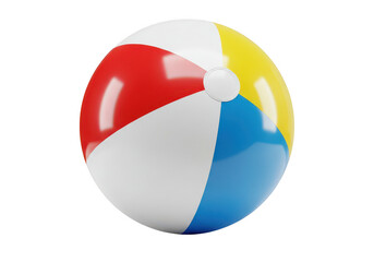 Colorful inflatable beach ball summer fun vacation holiday on transparent