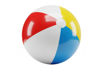 Colorful inflatable beach ball summer fun vacation holiday on transparent