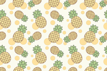 Seamless Pineapple Pattern with Pastel Colors Tropical Fruit Background for Fabric and Wallpaper