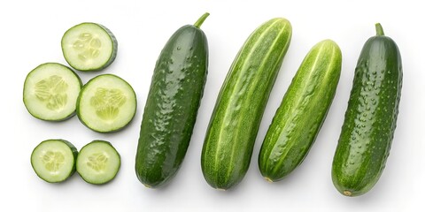 Various cucumbers isolated on white background