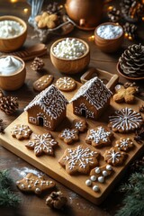 Fototapeta premium Gingerbread House Cookie Decorating Festive Crafting Family Activity