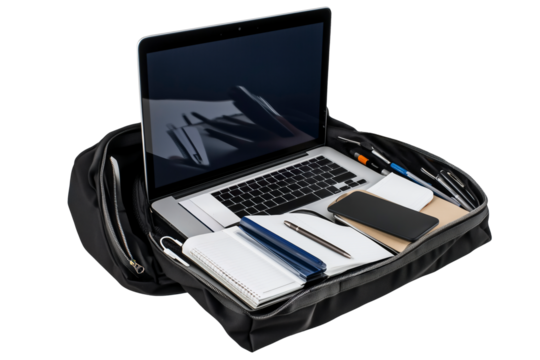 Organized Backpack with Laptop, Notebooks, and Supplies for Work or Study - Powered by Adobe