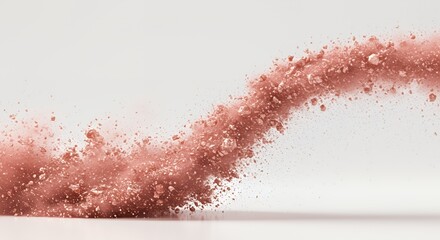 Rose Gold Powder Cascade on White Background