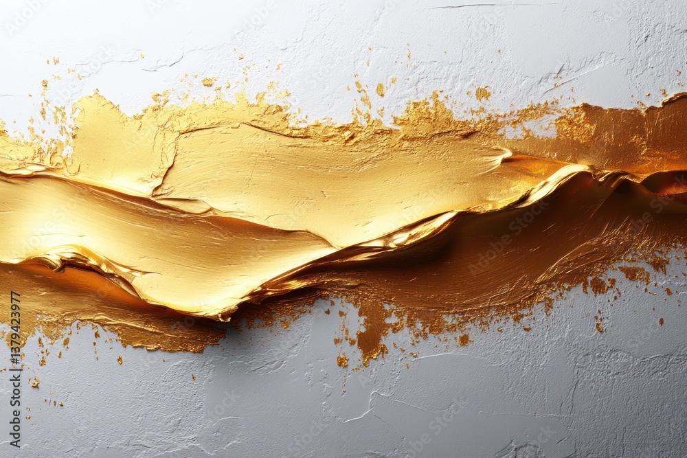 Aufkleber elegant white paper with golden brushstroke patterns and textures for modern minimalist design