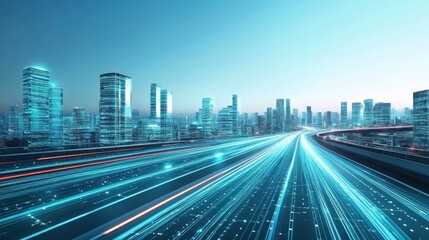 Obraz premium Future City Highway Digital Network