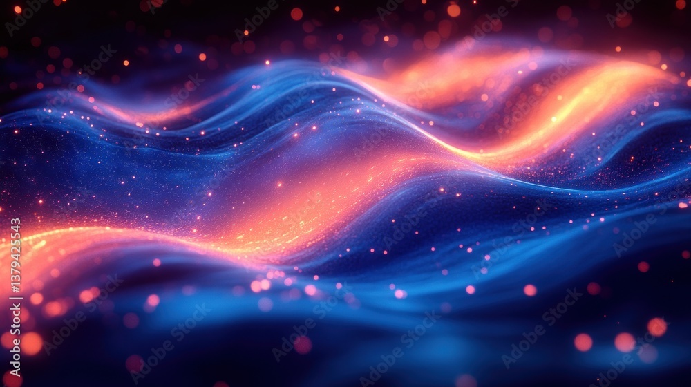 Aufkleber digital artwork of futuristic cyberpunk technology with flowing curls and neon accents