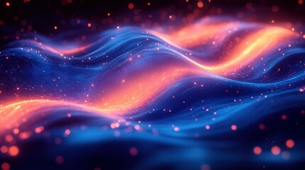 Obraz premium Digital Artwork of Futuristic Cyberpunk Technology with Flowing Curls and Neon Accents