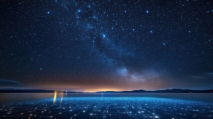 Cosmic Digital Reflection on a Serene Lake