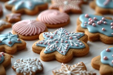 Decorating Colorful Gingerbread Cookies with Royal Icing for Christmas Family Fun